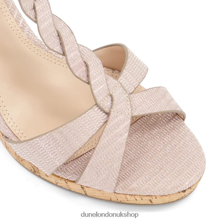 Plait T-Bar Strap Cork Wedge Heel Women N4BBPB399 Dune London Koala Rose Gold