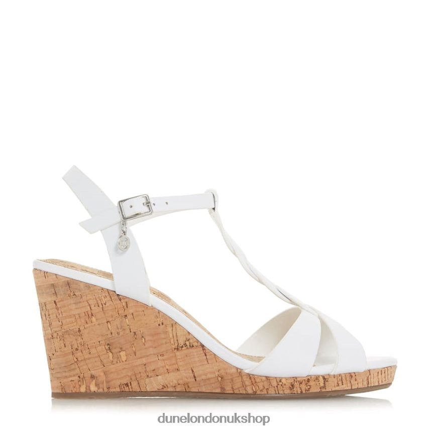 Plait T-Bar Strap Cork Wedge Heel Women N4BBPB515 Dune London Koala White