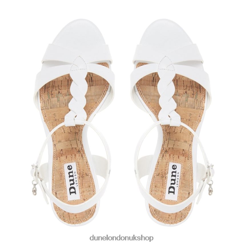 Plait T-Bar Strap Cork Wedge Heel Women N4BBPB515 Dune London Koala White