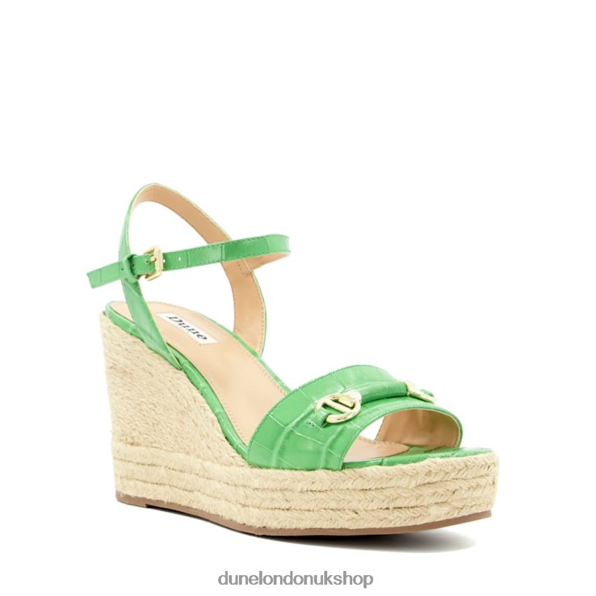 Snaffle-Trim Leather Espadrille Wedges Women N4BBPB114 Dune London Kai Green