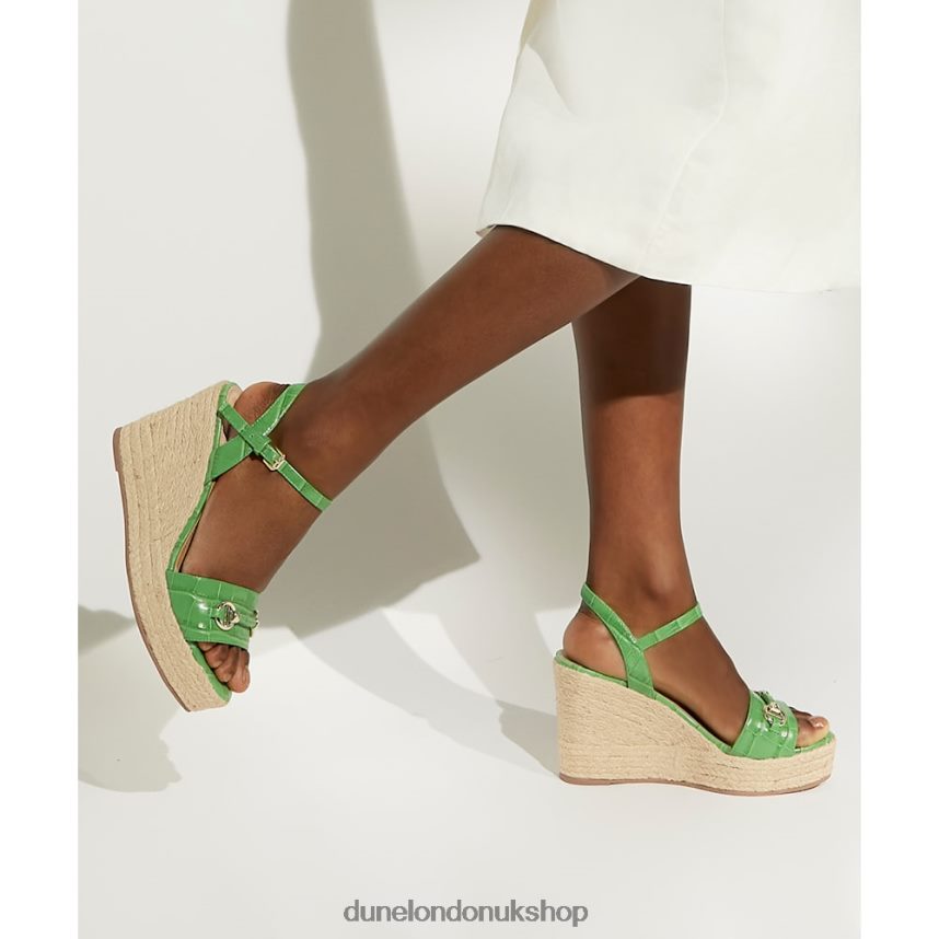 Snaffle-Trim Leather Espadrille Wedges Women N4BBPB114 Dune London Kai Green