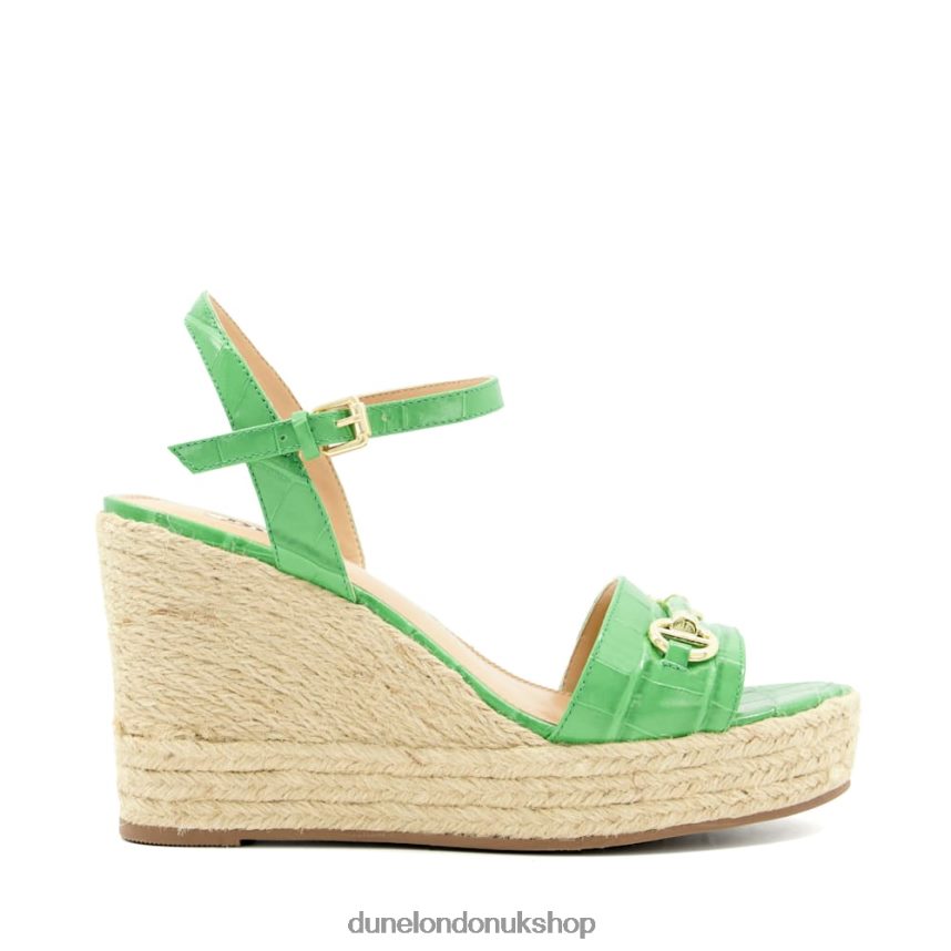 Snaffle-Trim Leather Espadrille Wedges Women N4BBPB114 Dune London Kai Green