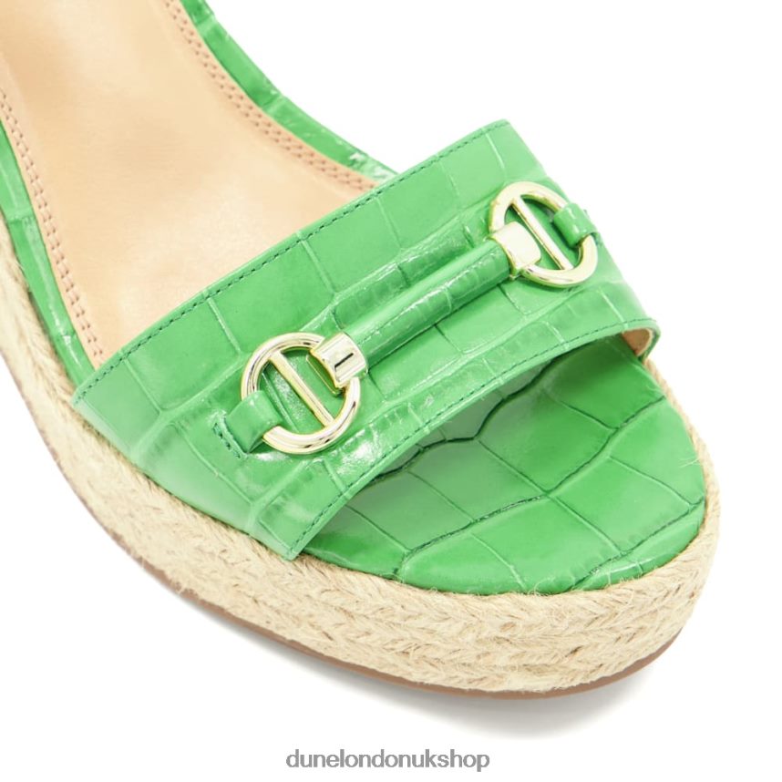 Snaffle-Trim Leather Espadrille Wedges Women N4BBPB114 Dune London Kai Green