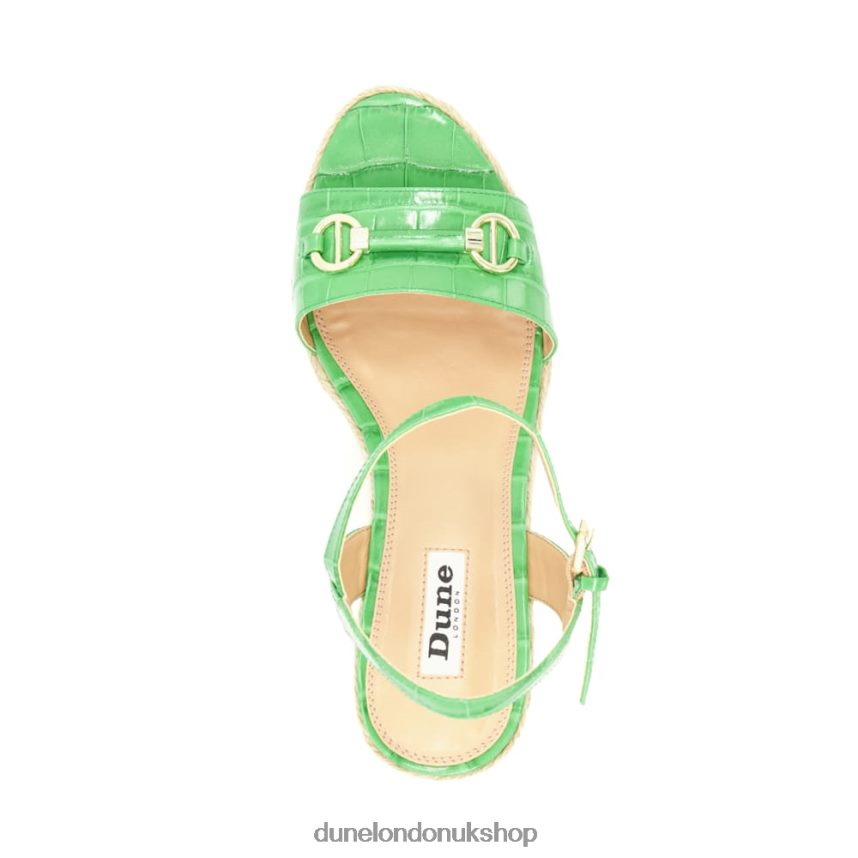 Snaffle-Trim Leather Espadrille Wedges Women N4BBPB114 Dune London Kai Green