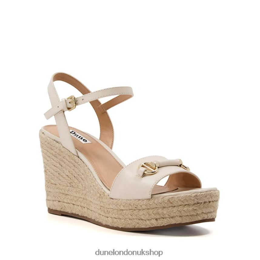 Snaffle-Trim Leather Espadrille Wedges Women N4BBPB599 Dune London Kai Ecru - Click Image to Close