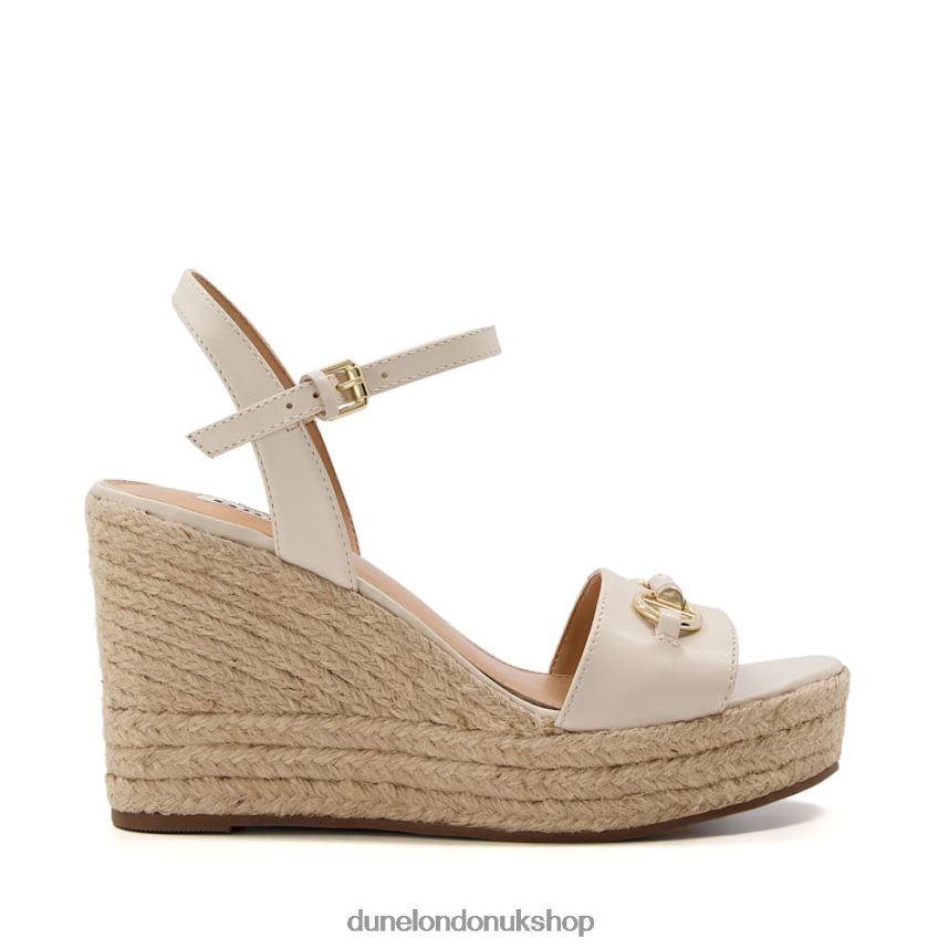 Snaffle-Trim Leather Espadrille Wedges Women N4BBPB599 Dune London Kai Ecru