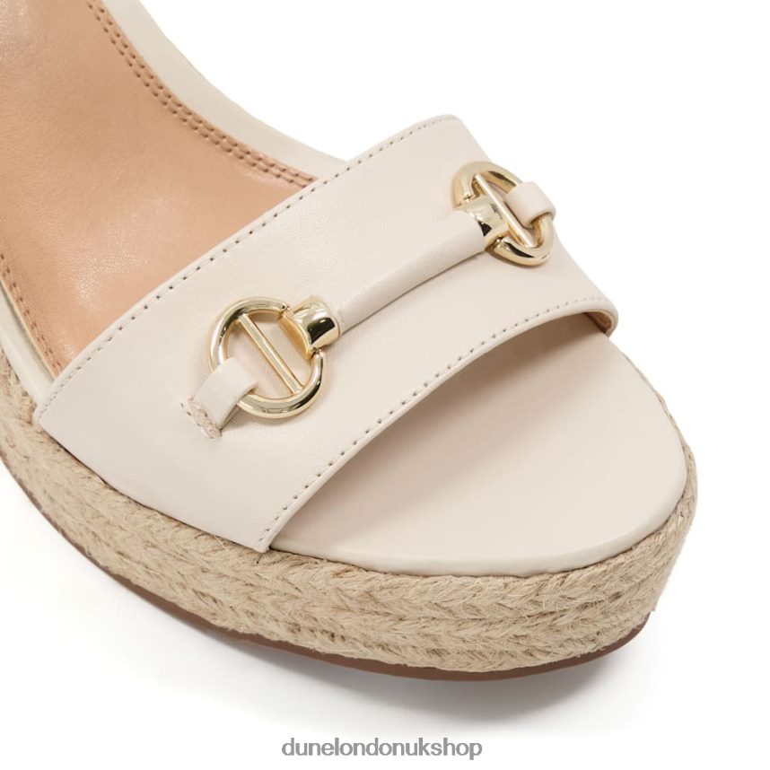 Snaffle-Trim Leather Espadrille Wedges Women N4BBPB599 Dune London Kai Ecru