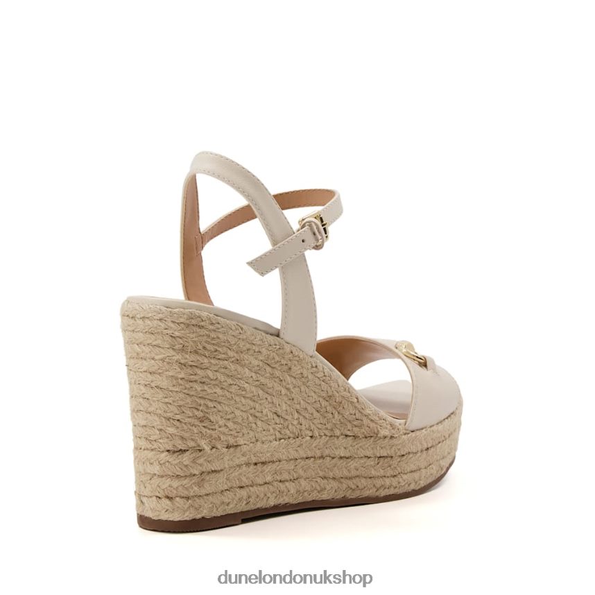 Snaffle-Trim Leather Espadrille Wedges Women N4BBPB599 Dune London Kai Ecru