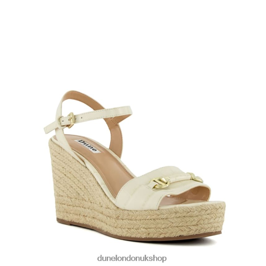 Snaffle-Trim Leather Espadrille Wedges Women N4BBPB86 Dune London Kai Ecru - Click Image to Close