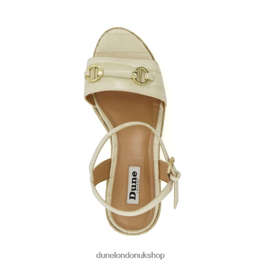 Snaffle-Trim Leather Espadrille Wedges Women N4BBPB86 Dune London Kai Ecru