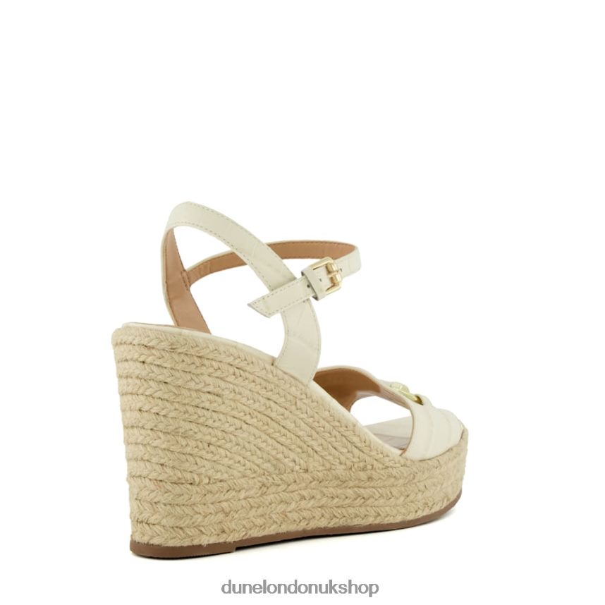 Snaffle-Trim Leather Espadrille Wedges Women N4BBPB86 Dune London Kai Ecru