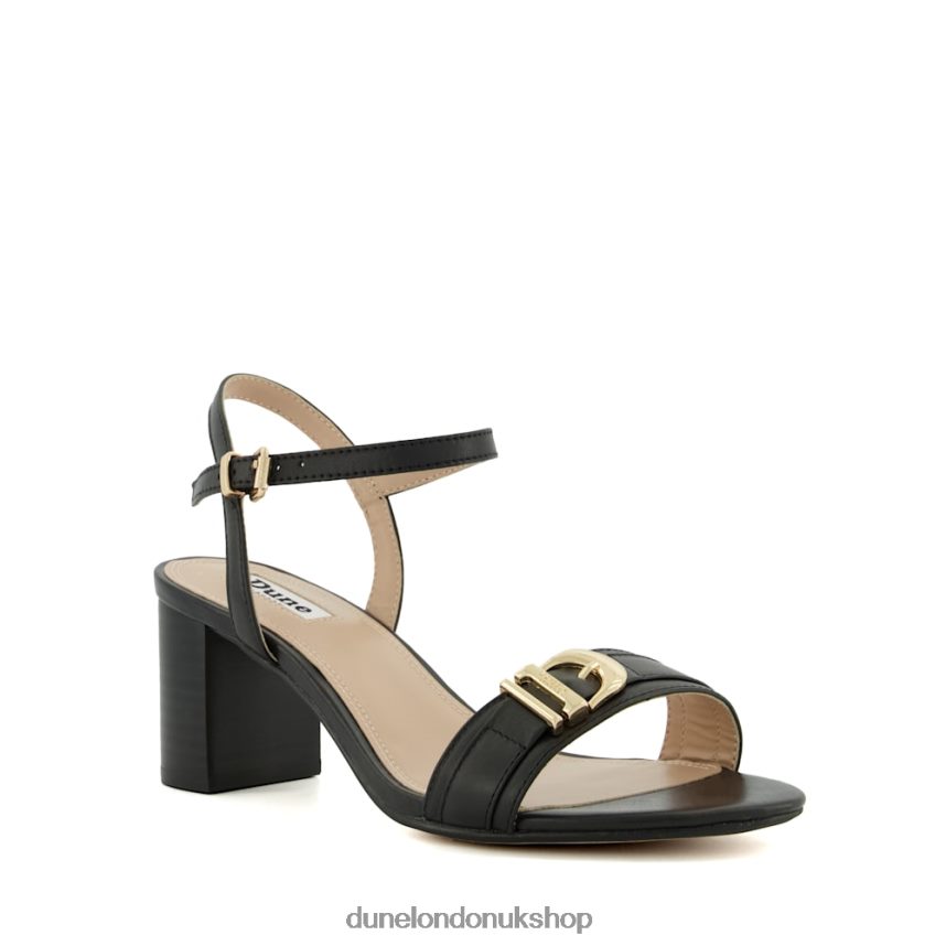 Wide Fit Branded-Buckle Heeled Sandals Women N4BBPB196 Dune London Jessie Black