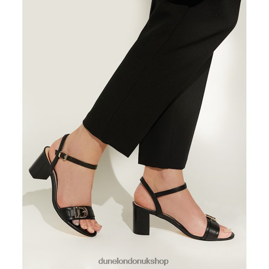 Wide Fit Branded-Buckle Heeled Sandals Women N4BBPB196 Dune London Jessie Black