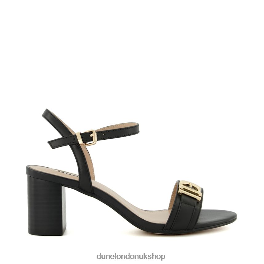 Wide Fit Branded-Buckle Heeled Sandals Women N4BBPB196 Dune London Jessie Black