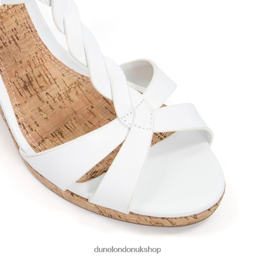 Wide Fit Plait T-Bar Strap Cork Wedges Women N4BBPB474 Dune London Koala White