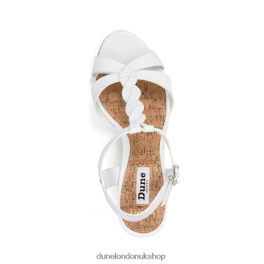 Wide Fit Plait T-Bar Strap Cork Wedges Women N4BBPB474 Dune London Koala White