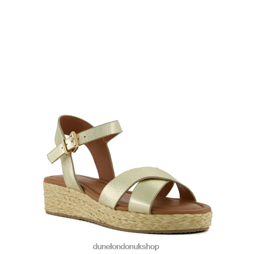 Wide Fit Woven Flatform Sandals Women N4BBPB198 Dune London Linnie Gold - Click Image to Close