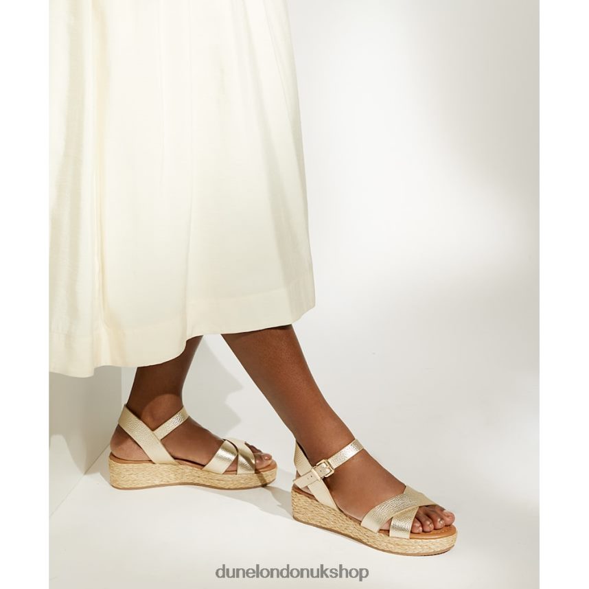 Wide Fit Woven Flatform Sandals Women N4BBPB198 Dune London Linnie Gold