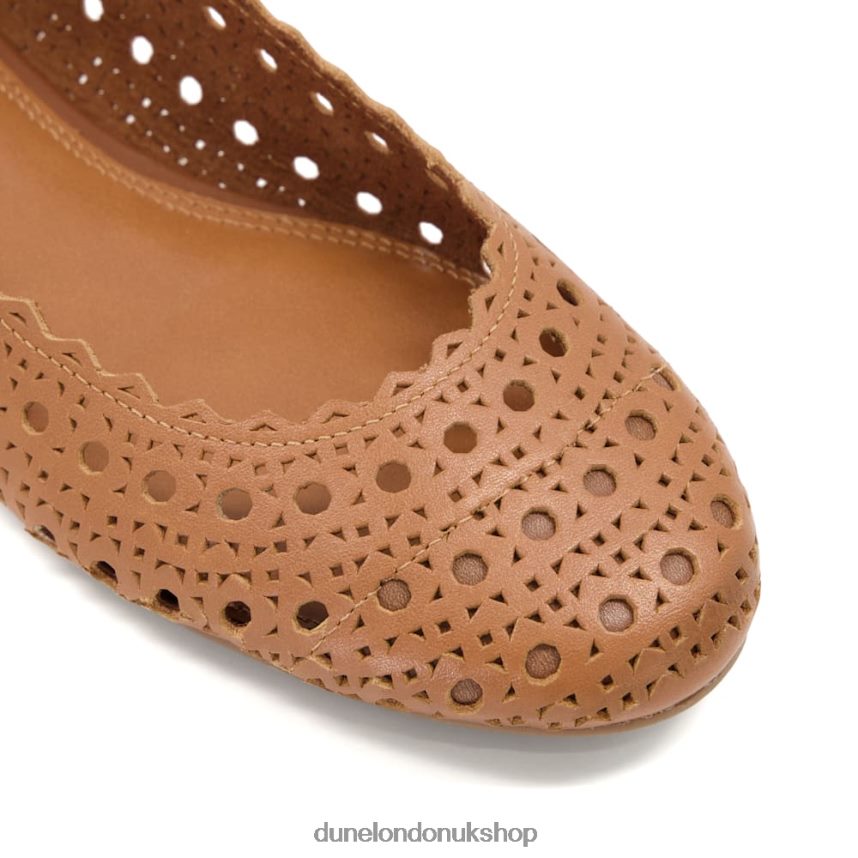 Laser-Cut-Detail Ballet Flats Women N4BBPB619 Dune London Harlows Tan