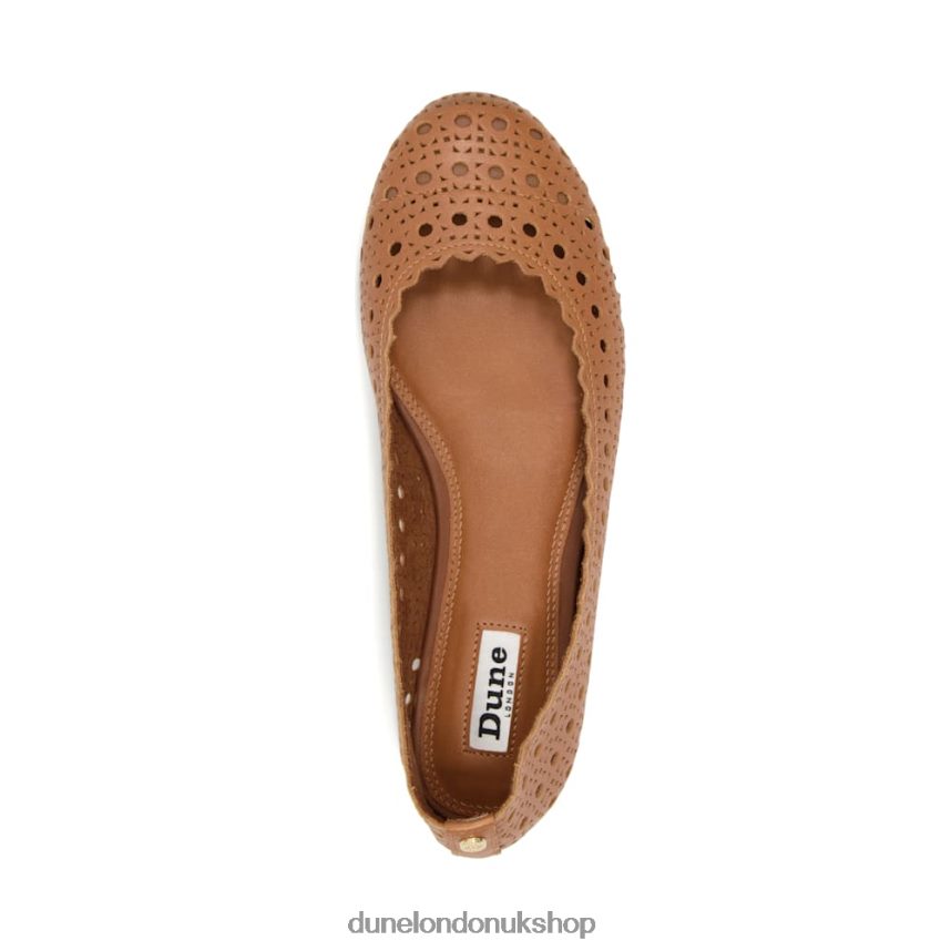 Laser-Cut-Detail Ballet Flats Women N4BBPB619 Dune London Harlows Tan