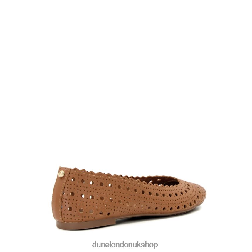 Laser-Cut-Detail Ballet Flats Women N4BBPB619 Dune London Harlows Tan