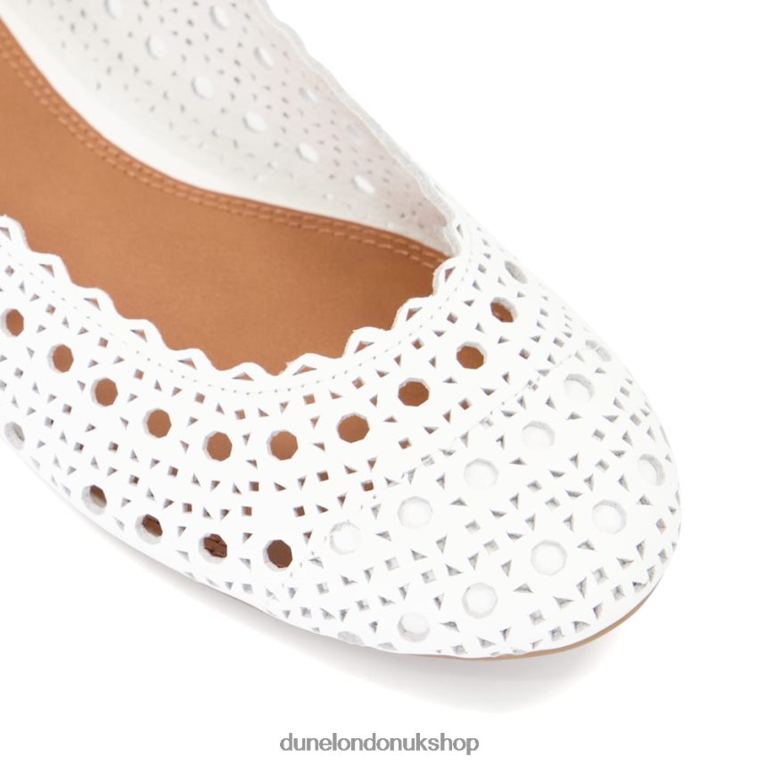 Laser-Cut-Detail Ballet Flats Women N4BBPB672 Dune London Harlows White