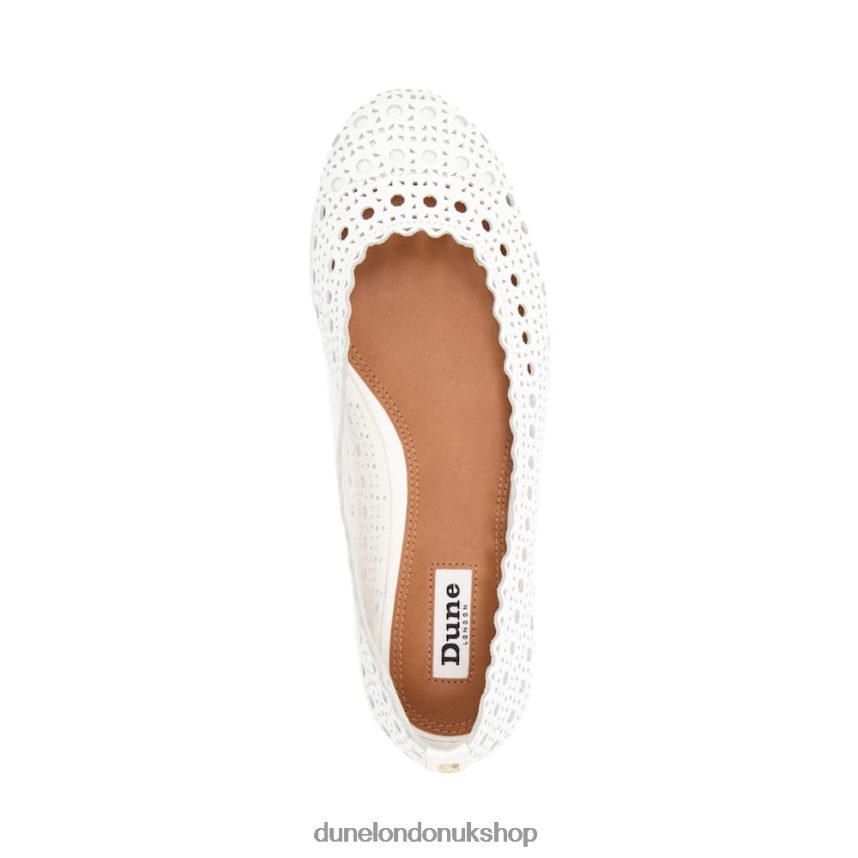 Laser-Cut-Detail Ballet Flats Women N4BBPB672 Dune London Harlows White