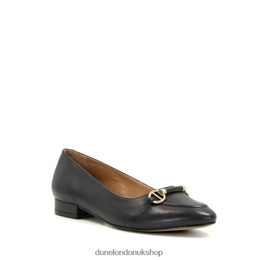 Leather Snaffle Trim Ballet Pumps Women N4BBPB541 Dune London Hippy Black - Click Image to Close