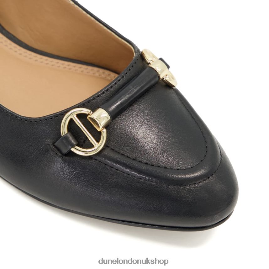 Leather Snaffle Trim Ballet Pumps Women N4BBPB541 Dune London Hippy Black