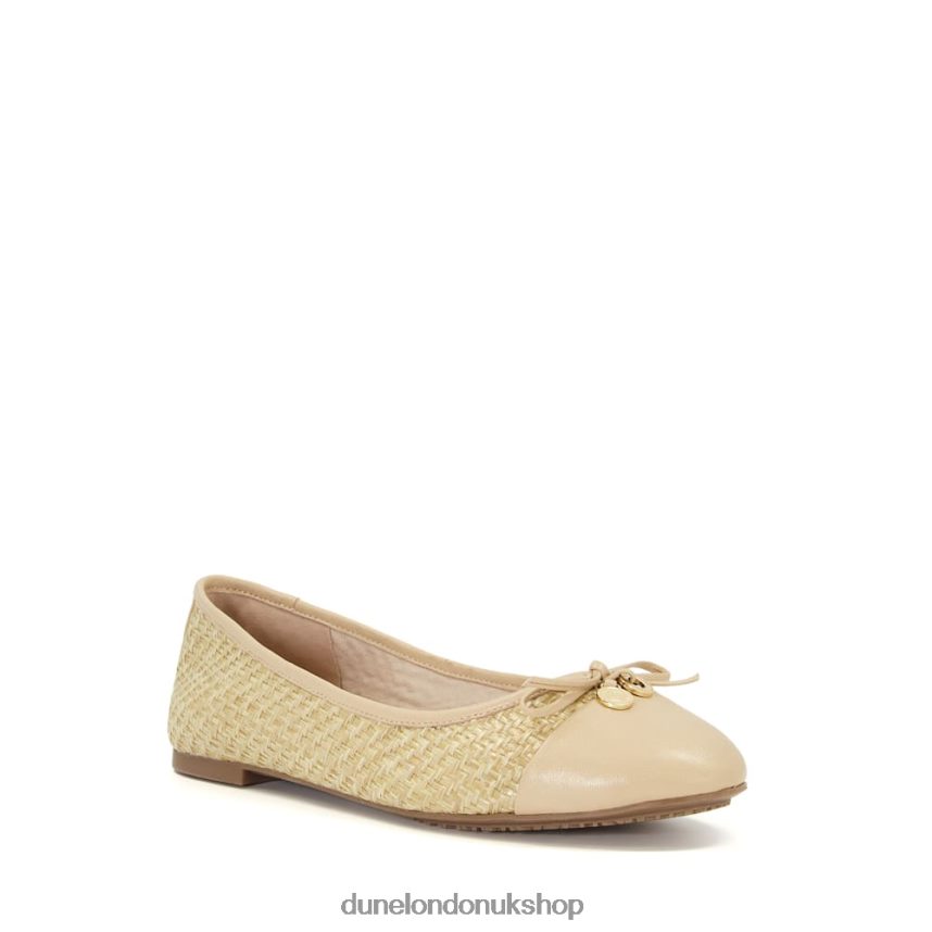 Raffia-Woven Ballerina Shoes Women N4BBPB585 Dune London Hallo Natural - Click Image to Close