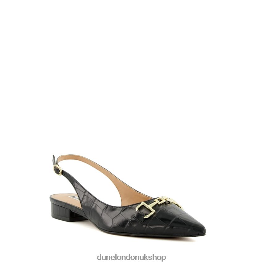 Snaffle-Trim Flat Slingback Pumps Women N4BBPB540 Dune London Hopeful Black - Click Image to Close