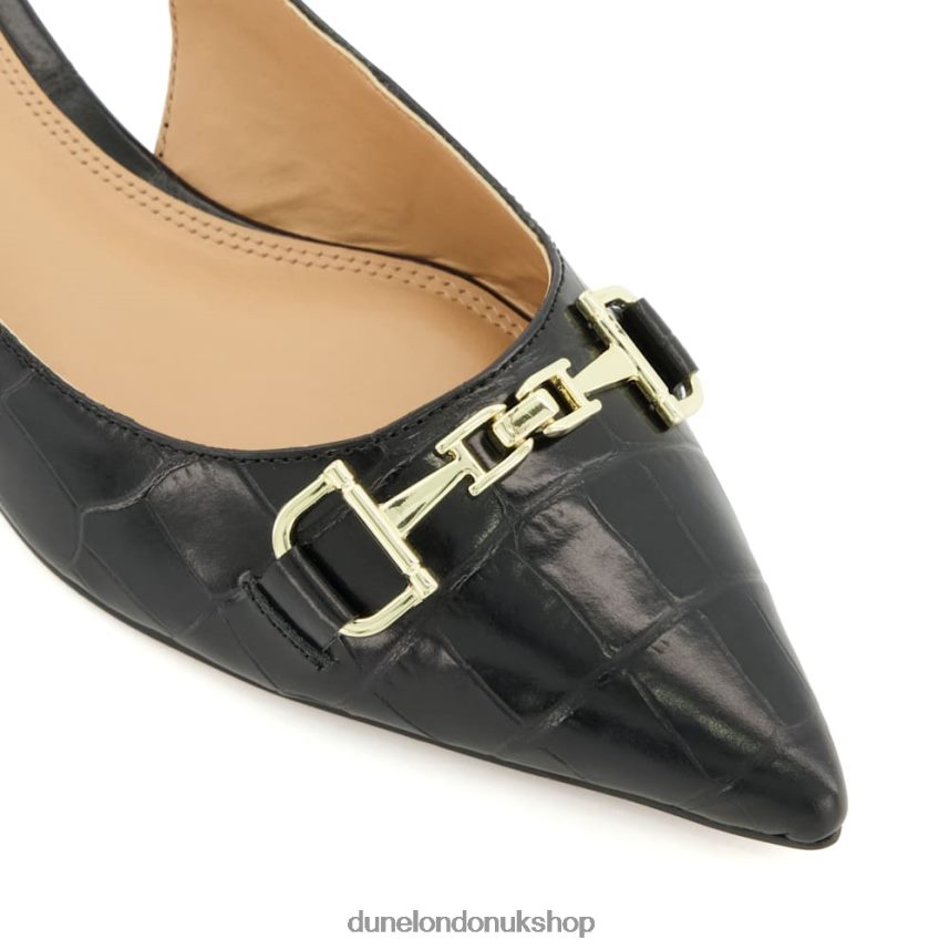 Snaffle-Trim Flat Slingback Pumps Women N4BBPB540 Dune London Hopeful Black