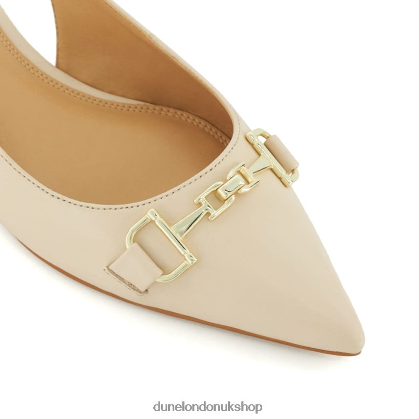 Snaffle-Trim Flat Slingback Pumps Women N4BBPB584 Dune London Hopeful Ecru