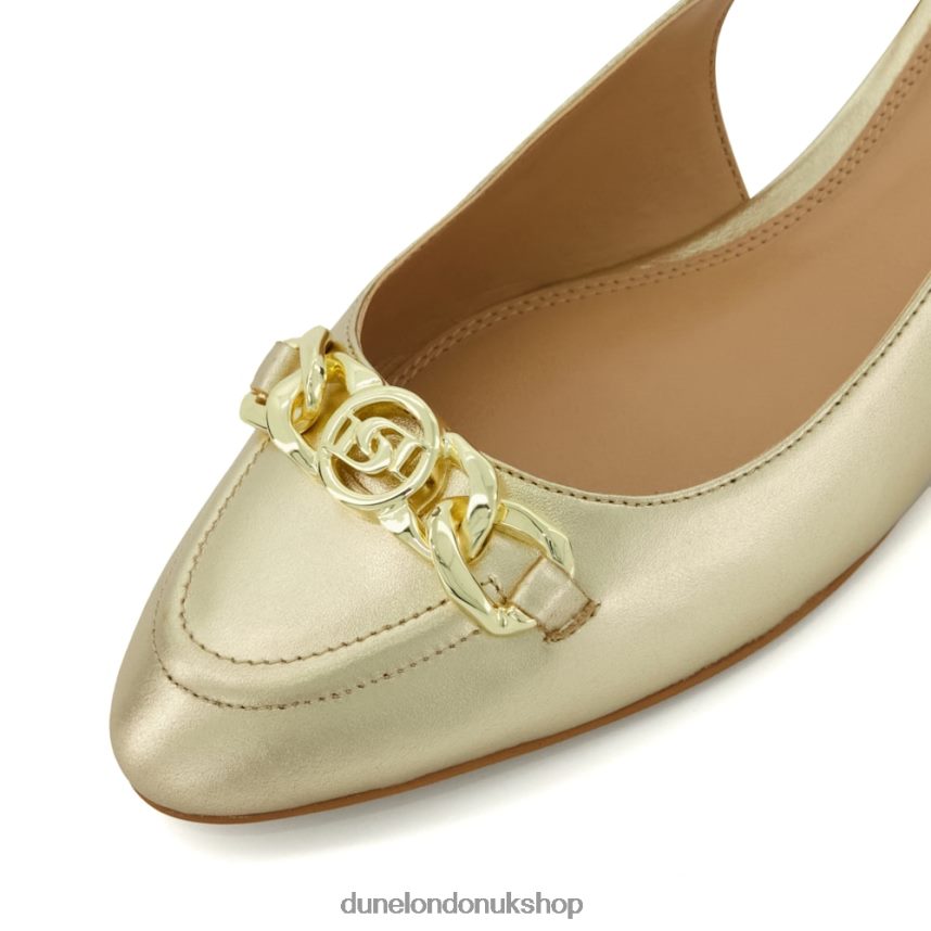 Snaffle-Trim Flat Slingback Pumps Women N4BBPB60 Dune London Hippity Gold