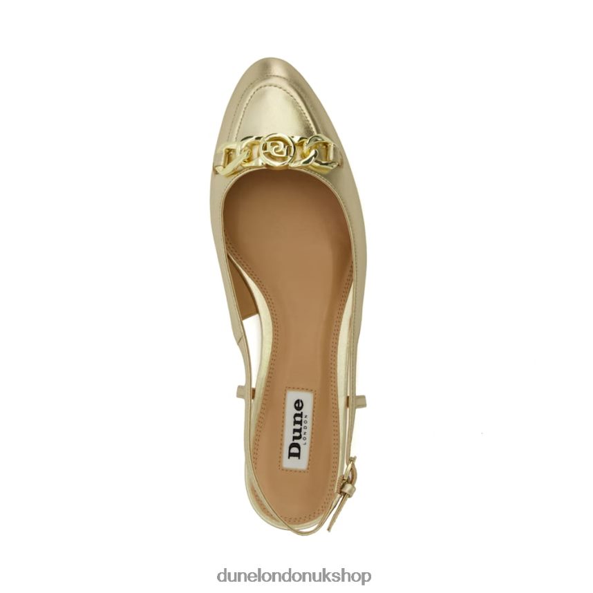 Snaffle-Trim Flat Slingback Pumps Women N4BBPB60 Dune London Hippity Gold