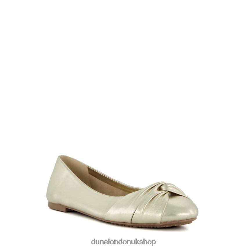 Twist Front Ballet Flats Women N4BBPB460 Dune London Hanson Gold - Click Image to Close