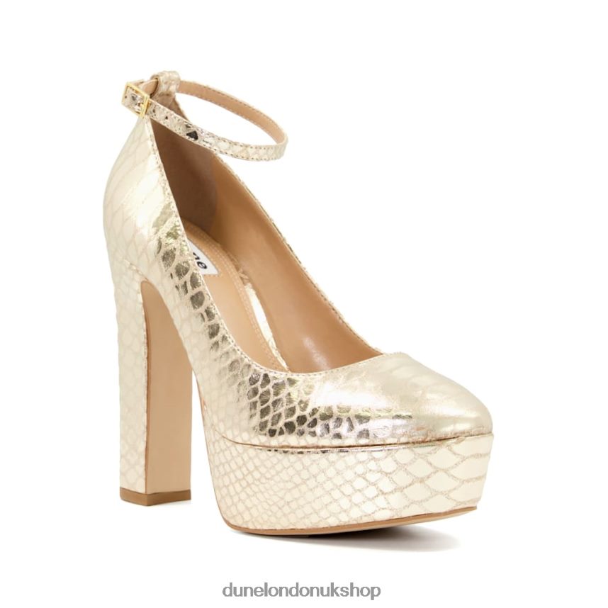 Ankle-Strap Metallic-Leather Platform Courts Women N4BBPB268 Dune London Artist Gold