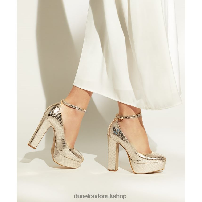 Ankle-Strap Metallic-Leather Platform Courts Women N4BBPB268 Dune London Artist Gold