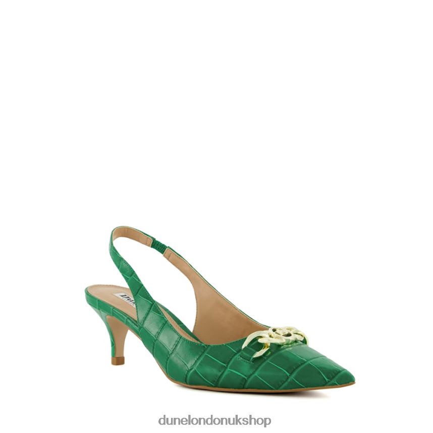 Chain-Trim Slingback Kitten Heeled Courts Women N4BBPB132 Dune London Current Green