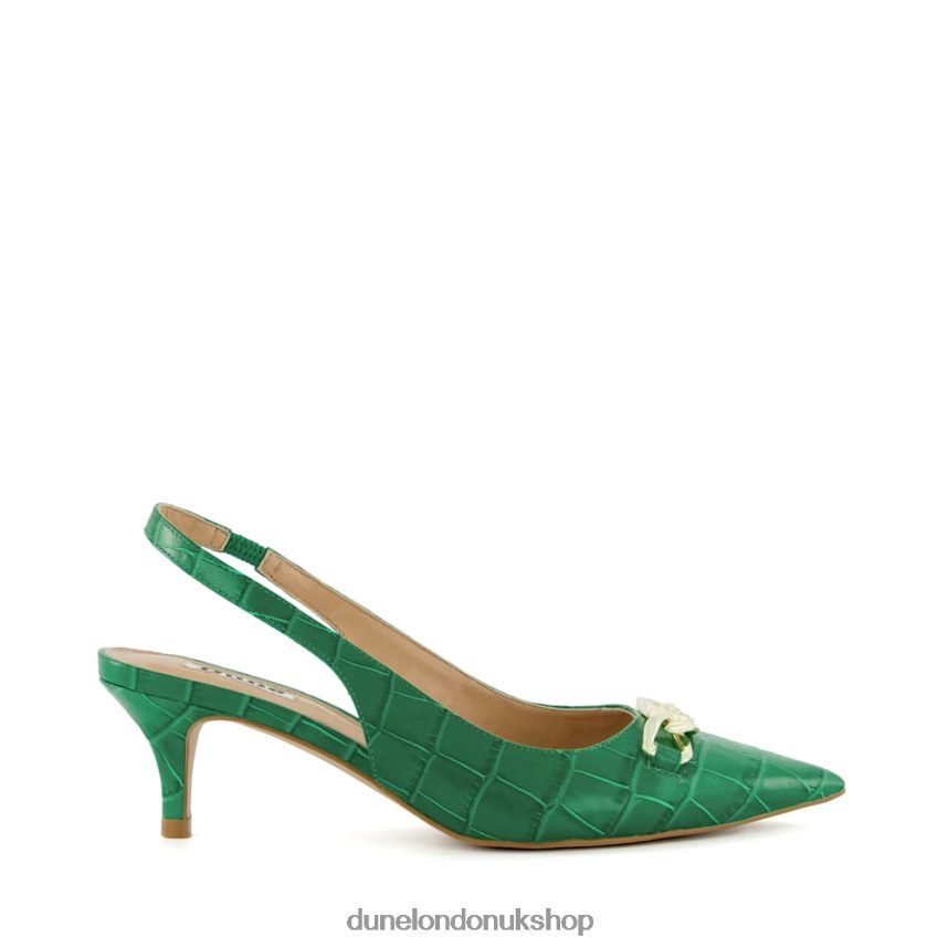 Chain-Trim Slingback Kitten Heeled Courts Women N4BBPB132 Dune London Current Green