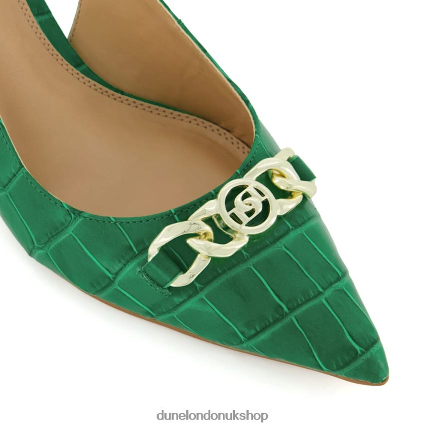 Chain-Trim Slingback Kitten Heeled Courts Women N4BBPB132 Dune London Current Green