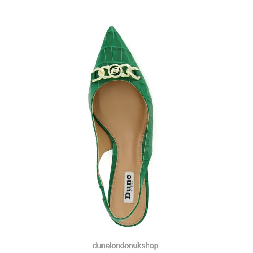 Chain-Trim Slingback Kitten Heeled Courts Women N4BBPB132 Dune London Current Green