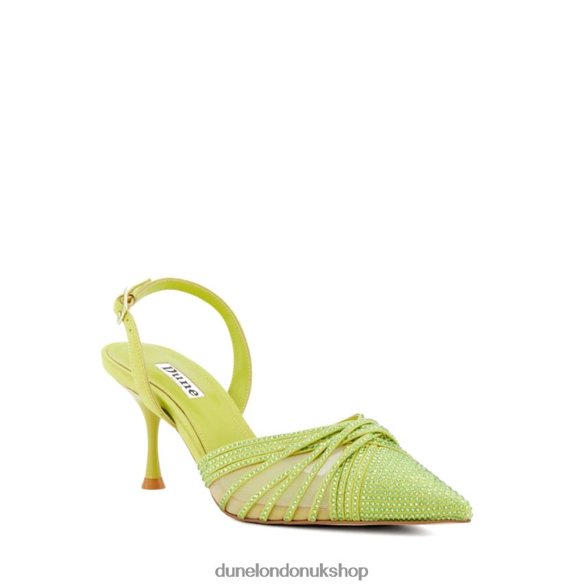 Diamante-Mesh Slingback Court Shoes Women N4BBPB28 Dune London Cloudia Lime - Click Image to Close