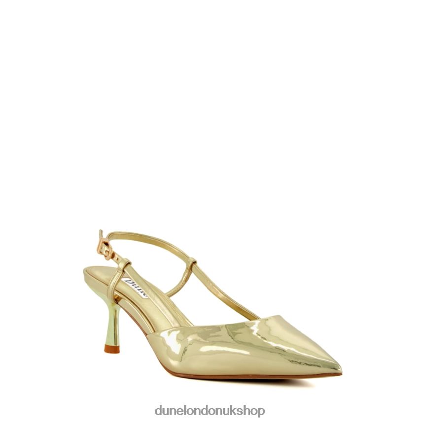 Flare-Heel Slingback Court Shoes Women N4BBPB455 Dune London Classify Gold