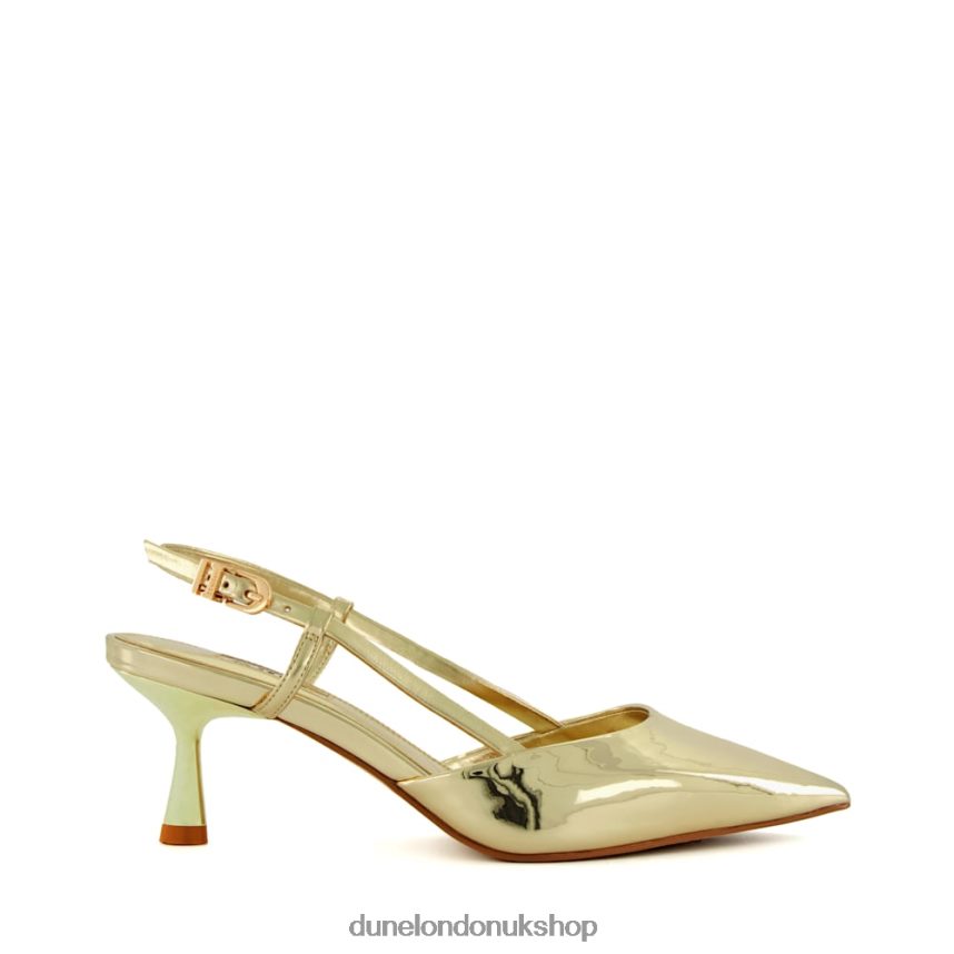 Flare-Heel Slingback Court Shoes Women N4BBPB455 Dune London Classify Gold