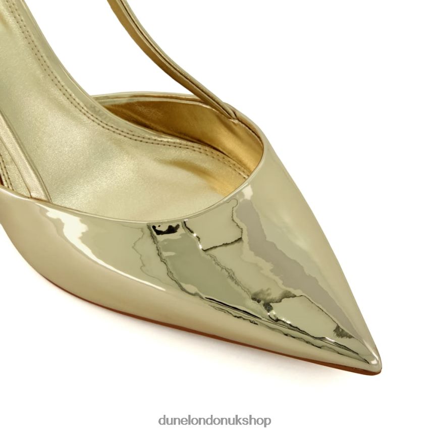 Flare-Heel Slingback Court Shoes Women N4BBPB455 Dune London Classify Gold