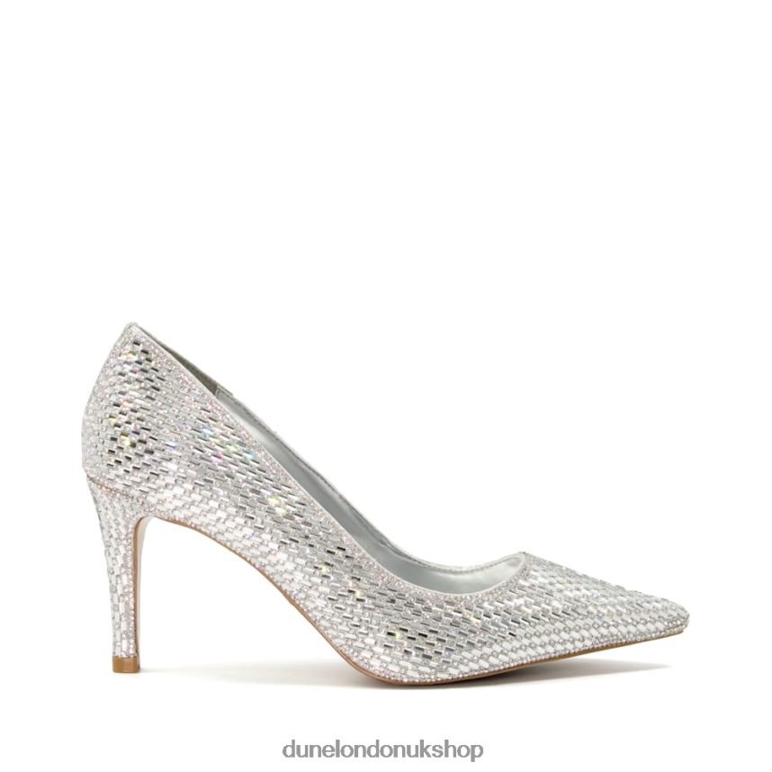 Jewel Embellished Stiletto Heel Court Shoes Women N4BBPB571 Dune London Blinding Silver