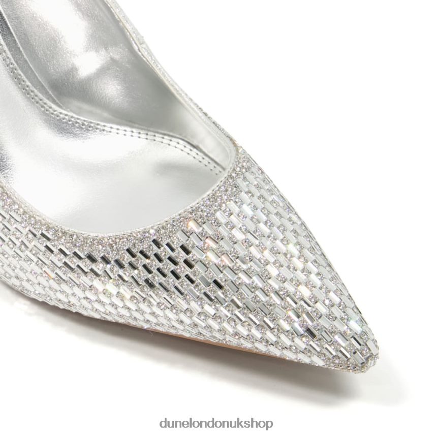 Jewel Embellished Stiletto Heel Court Shoes Women N4BBPB571 Dune London Blinding Silver