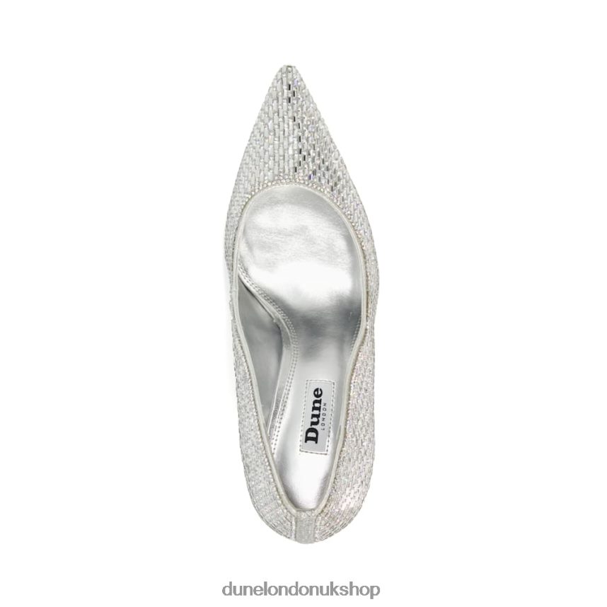 Jewel Embellished Stiletto Heel Court Shoes Women N4BBPB571 Dune London Blinding Silver