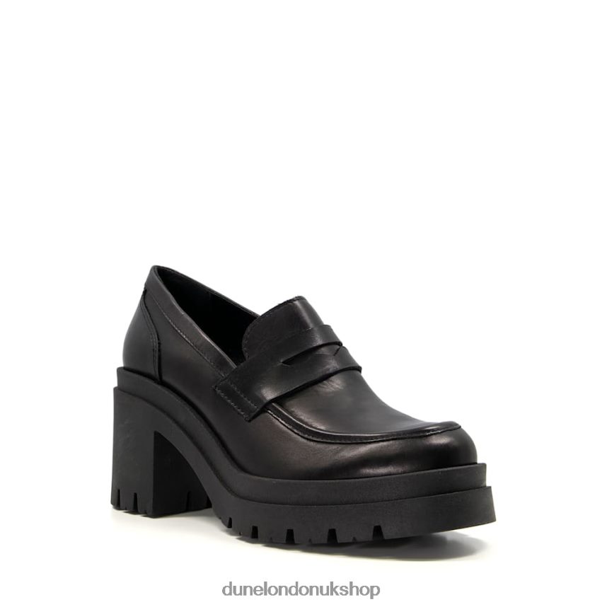 Leather Block Heel Loafers Women N4BBPB325 Dune London Grounded Black